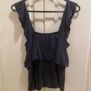 J.crew navy ruffle tank